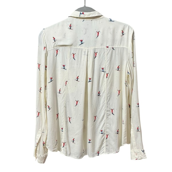 ANTHROPOLOGIE Maeve Conversationalist Aprés Ski Blouse 10 20” P2P Cream EUC - Picture 6 of 9